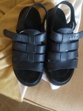 Timberland Womens Black Leather Strap Fisherman Sandals